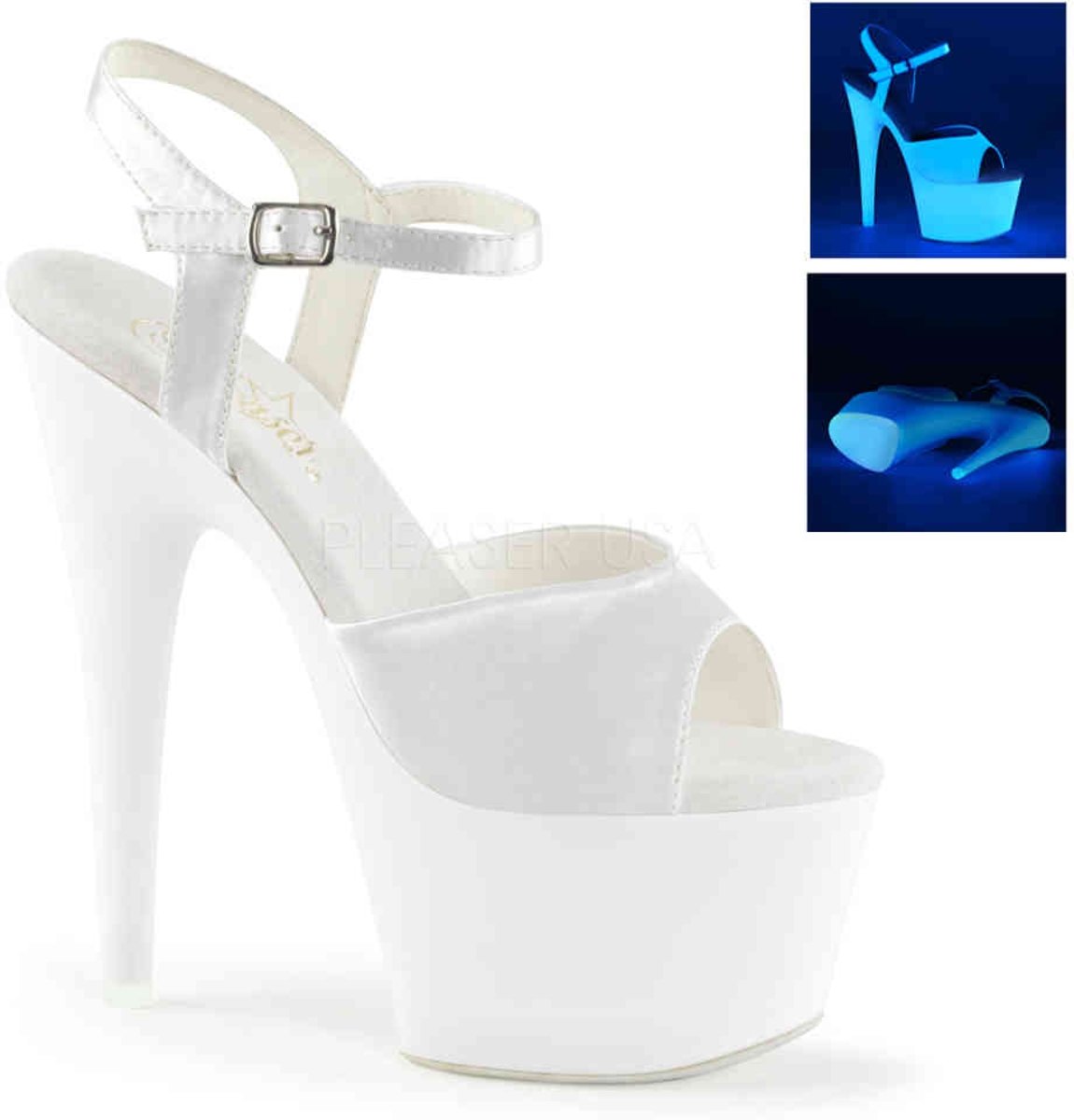 EU 38 = US 8 | ADORE-709UV | 7 Heel, 2 3/4 PF Ankle Strap Sandal